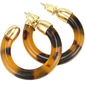 14K Gold Plated Tortoiseshell Statement Resin Earrings